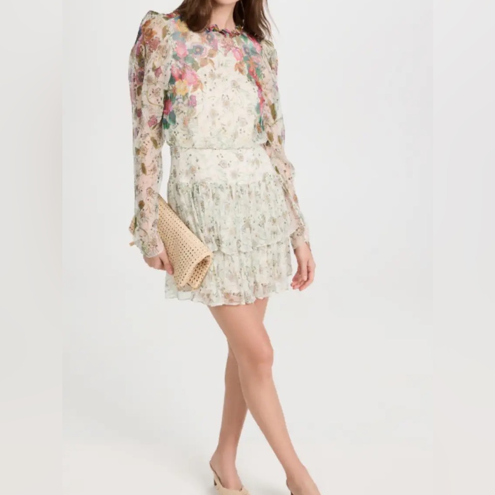 AVA-B RUFFLE FLORAL PRINT DRESS IN DANDELION